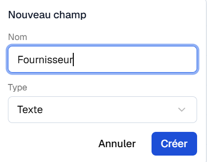 Création d'un champ personnalisé sur le tableau de transactions Cadrio